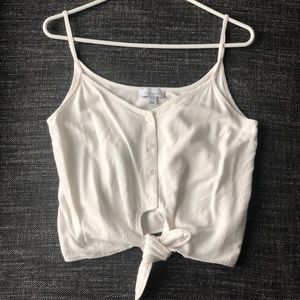 Topshop white tie button up cami